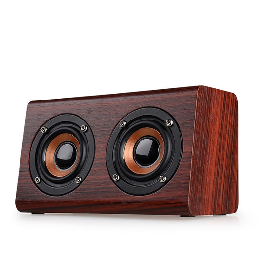 W7 Bluetooth 4.2 Wooden Double Horns Bluetooth Speaker(Red Wood Texture) - Desktop Speaker by buy2fix | Online Shopping UK | buy2fix