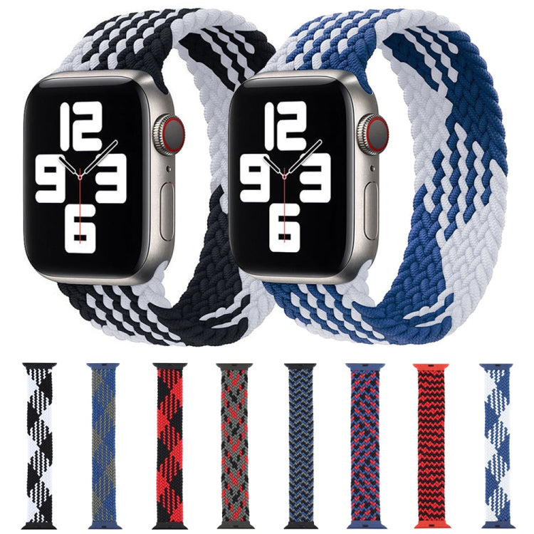 Plastic Buckle Mixed Color Nylon Braided Single Loop Watch Band For Apple Watch Ultra 49mm&Watch Ultra 2 49mm / Series 9&8&7 45mm / SE 3&SE 2&6&SE&5&4 44mm / 3&2&1 42mm, Size:L(Checkered Black White) - Watch Bands by buy2fix | Online Shopping UK | buy2fix