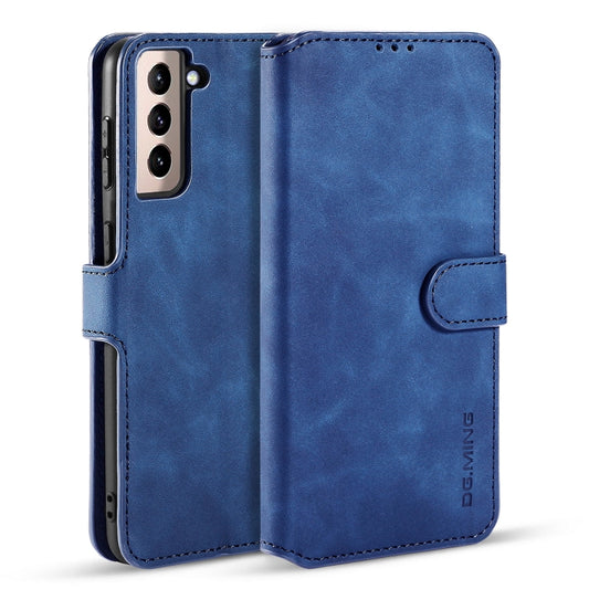 For Samsung Galaxy S21+ 5G DG.MING Retro Oil Side Horizontal Flip Case with Holder & Card Slots & Wallet(Blue) - Galaxy S21+ 5G Cases by DG.MING | Online Shopping UK | buy2fix