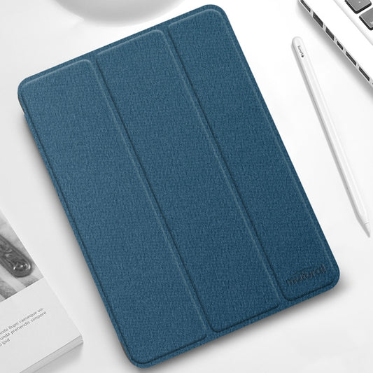 For iPad Pro 12.9 2022 / 2021 / 2020 Mutural YASHI Series TPU + PU Cloth Pattern Texture Horizontal Flip Leather Tablet Case with Three-folding Holder & Pen Slot & Wake-up / Sleep Function(Blue) - iPad Pro 12.9 (2022/2021) Cases by Mutural | Online Shopping UK | buy2fix