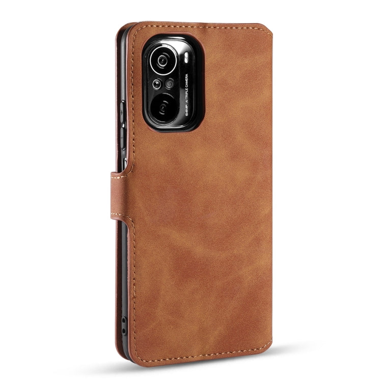 For Xiaomi Redmi K40 DG.MING Retro Oil Side Horizontal Flip Leather Case with Holder & Card Slots & Wallet(Brown) - Xiaomi Cases by DG.MING | Online Shopping UK | buy2fix