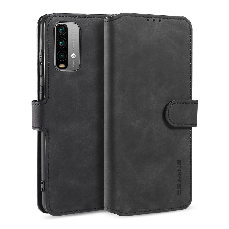 For Xiaomi Redmi Note 9 4G DG.MING Retro Oil Side Horizontal Flip Leather Case with Holder & Card Slots & Wallet(Black) - Xiaomi Cases by DG.MING | Online Shopping UK | buy2fix