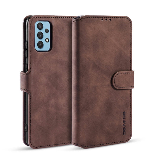 For Samsung Galaxy A32 4G DG.MING Retro Oil Side Horizontal Flip Leather Case with Holder & Card Slots & Wallet(Coffee) - Galaxy Phone Cases by DG.MING | Online Shopping UK | buy2fix