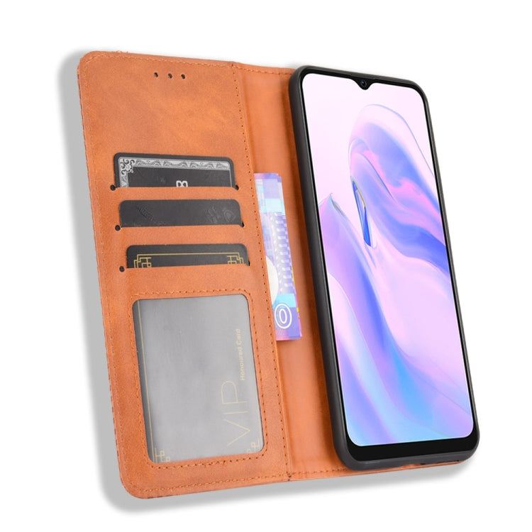 For Blackview A70 (2021) Magnetic Buckle Retro Crazy Horse Texture Horizontal Flip Leather Case with Holder & Card Slots & Photo Frame(Brown) - More Brand by buy2fix | Online Shopping UK | buy2fix