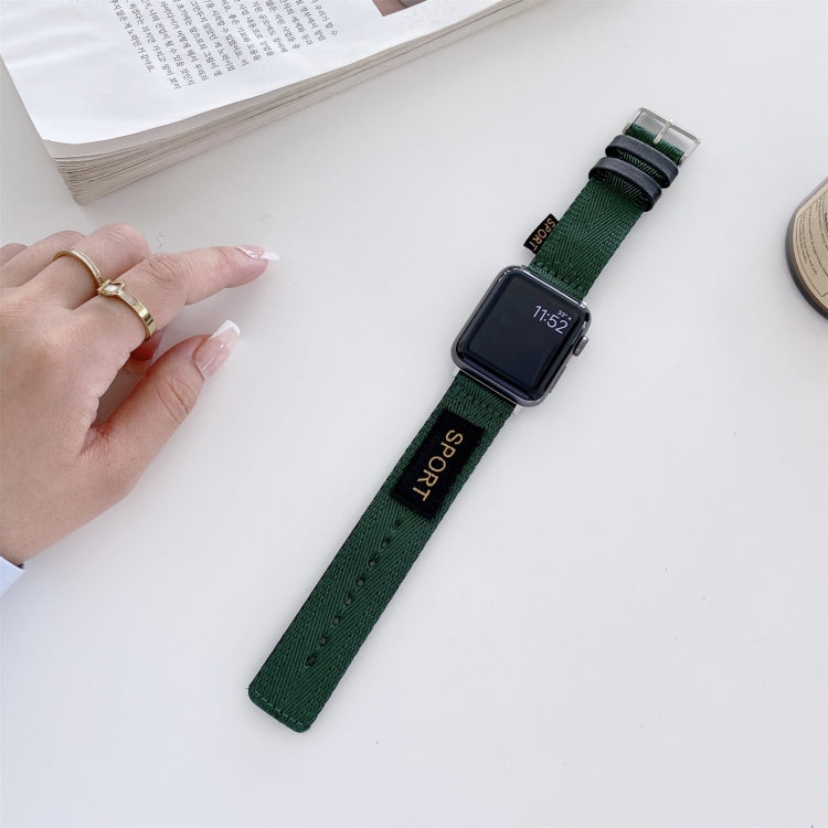 Nylon Watch Band For Apple Watch Ultra 49mm&Watch Ultra 2 49mm / Series 9&8&7 45mm / SE 3&SE 2&6&SE&5&4 44mm / 3&2&1 42mm(Dark Green) - Watch Bands by buy2fix | Online Shopping UK | buy2fix