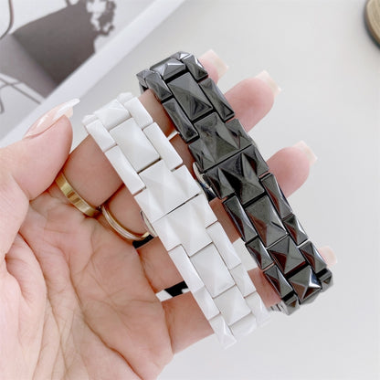 22mm Universal Rhombic Grid Ceramics Watch Band(White) - Watch Bands by buy2fix | Online Shopping UK | buy2fix
