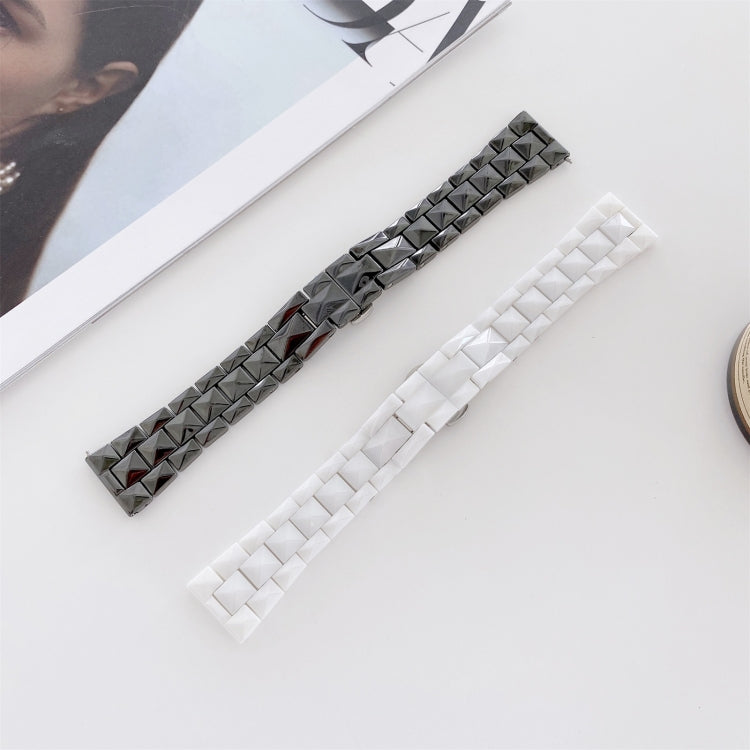 22mm Universal Rhombic Grid Ceramics Watch Band(White) - Watch Bands by buy2fix | Online Shopping UK | buy2fix