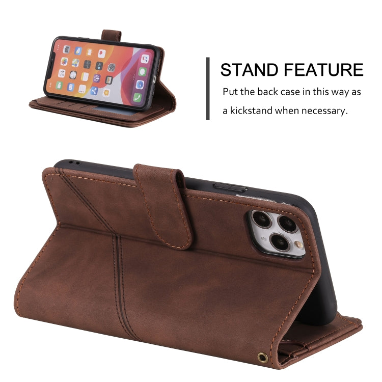 For iPhone 11 Skin Feel Business Horizontal Flip PU Leather Case with Holder & Multi-Card Slots & Wallet & Lanyard & Photo Frame (Brown) - iPhone 11 Cases by buy2fix | Online Shopping UK | buy2fix