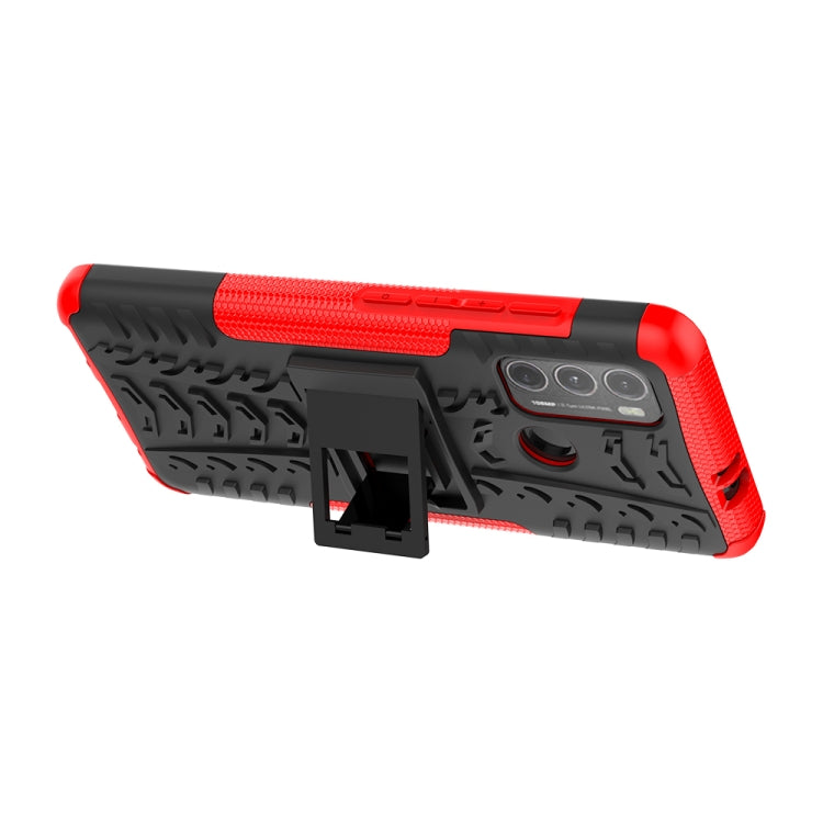 For Motorola Moto G60 Tire Texture Shockproof TPU+PC Protective Case with Holder(Red) - Motorola Cases by buy2fix | Online Shopping UK | buy2fix