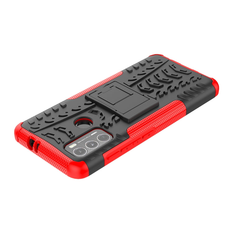 For Motorola Moto G60 Tire Texture Shockproof TPU+PC Protective Case with Holder(Red) - Motorola Cases by buy2fix | Online Shopping UK | buy2fix