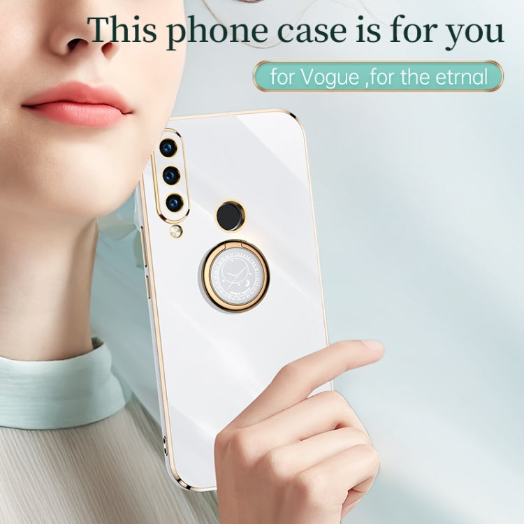 For Huawei P30 Lite XINLI Straight Edge 6D Electroplate TPU Phone Case with Ring Holder(Hawthorn Red) - Huawei Cases by XINLI | Online Shopping UK | buy2fix