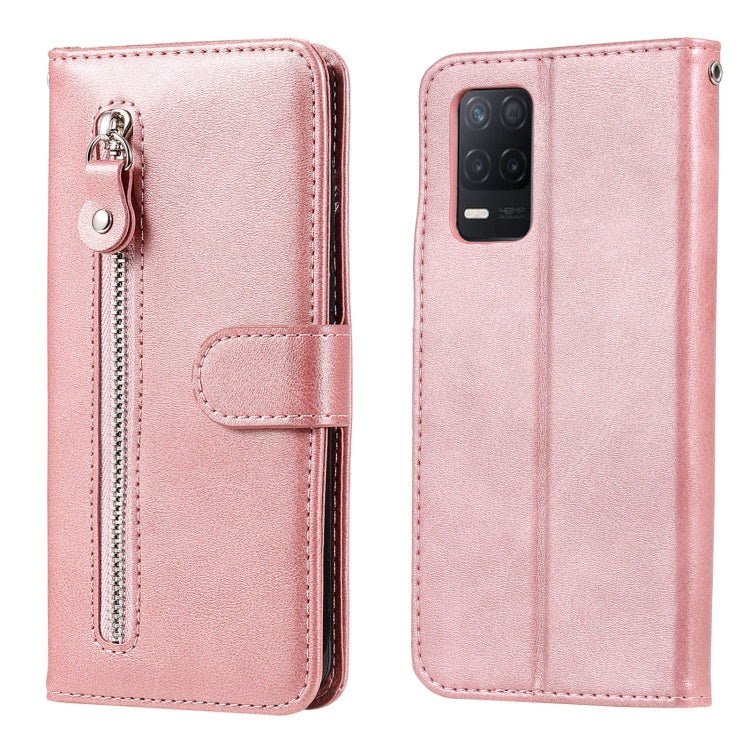 For OPPO Realme 8 5G / Realme V13 5G Fashion Calf Texture Zipper Horizontal Flip Leather Case with Stand & Card Slots & Wallet Function(Rose Gold) - Realme Cases by buy2fix | Online Shopping UK | buy2fix