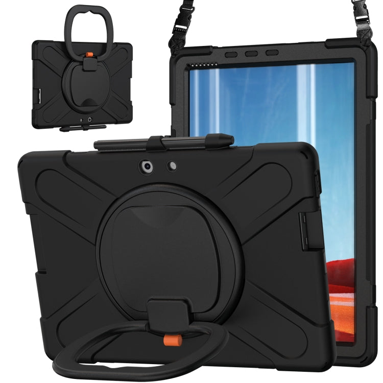 For Microsoft Surface Pro X / Pro X 2021 Silicone + PC Protective Case with Holder & Shoulder Strap(Black) - Others by buy2fix | Online Shopping UK | buy2fix