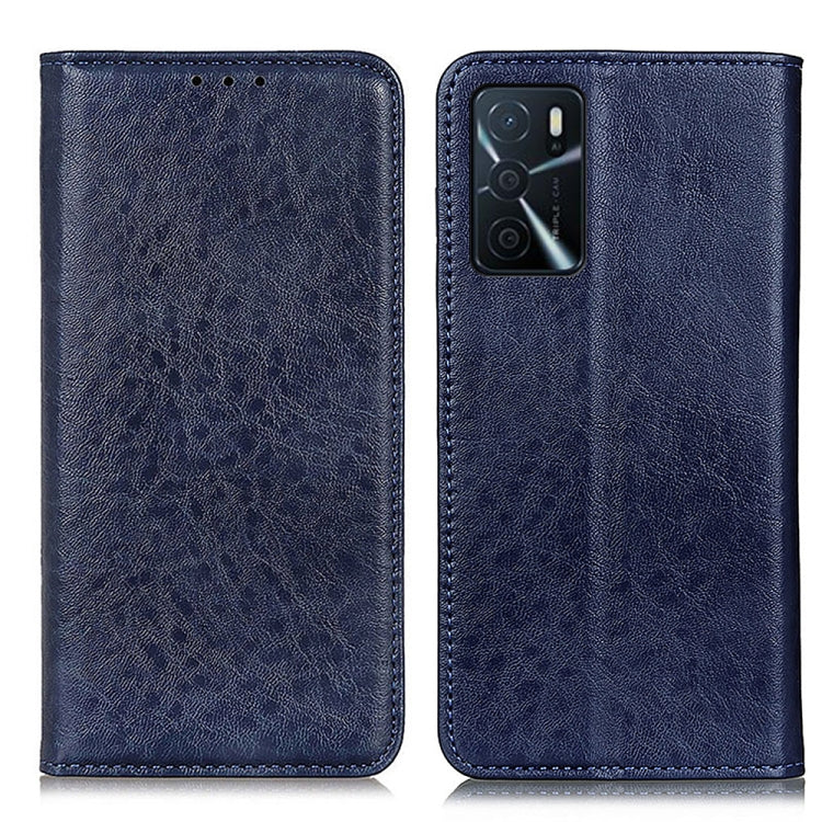 For OPPO A16 Magnetic Crazy Horse Texture Horizontal Flip Leather Case with Holder & Card Slots & Wallet(Blue) - OPPO Cases by buy2fix | Online Shopping UK | buy2fix