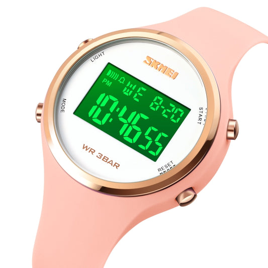 SKMEI 1720 Round Dial LED Digital Display Luminous Silicone Strap Electronic Watch(Pink) - LED Digital Watches by SKMEI | Online Shopping UK | buy2fix