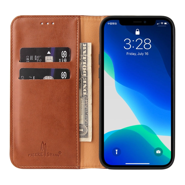 For iPhone 13 Pro Max Fierre Shann PU Leather Texture Horizontal Flip Leather Case with Holder & Card Slots & Wallet (Brown) - iPhone 13 Pro Max Cases by FIERRE SHANN | Online Shopping UK | buy2fix