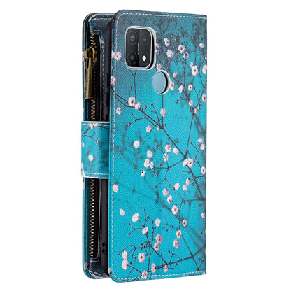 For OPPO A15 Colored Drawing Pattern Zipper Horizontal Flip Leather Case with Holder & Card Slots & Wallet(Plum Blossom) - OPPO Cases by buy2fix | Online Shopping UK | buy2fix