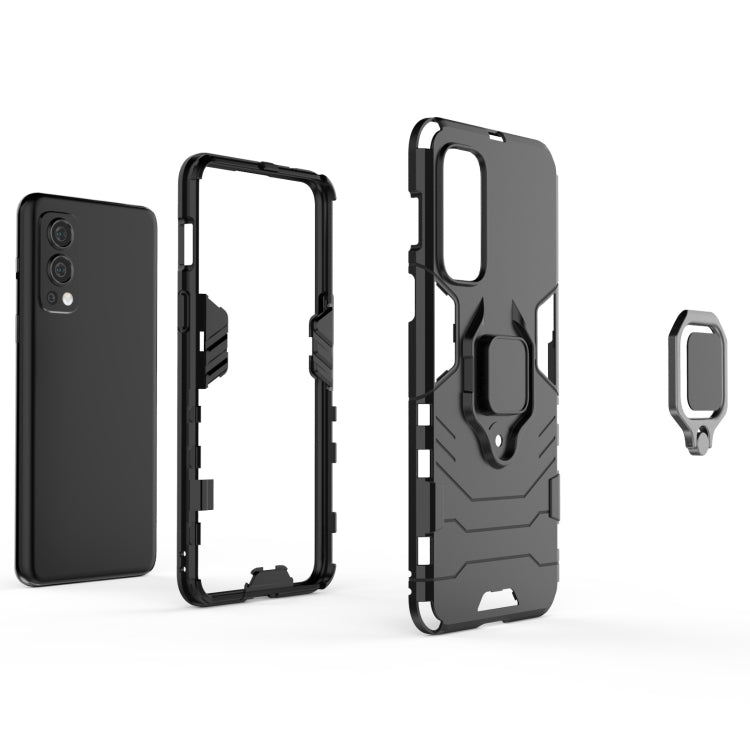 For OnePlus Nord 2 5G PC + TPU Shockproof Protective Case with Magnetic Ring Holder(Black) - OnePlus Cases by buy2fix | Online Shopping UK | buy2fix
