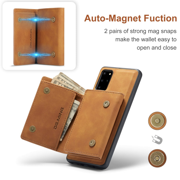 For Samsung Galaxy S20+ DG.MING M1 Series 3-Fold Multi Card Wallet  Back Cover Shockproof Case with Holder Function(Brown) - Galaxy Phone Cases by DG.MING | Online Shopping UK | buy2fix