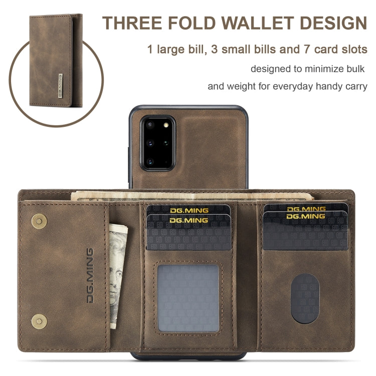 For Samsung Galaxy S20+ DG.MING M1 Series 3-Fold Multi Card Wallet  Back Cover Shockproof Case with Holder Function(Coffee) - Galaxy Phone Cases by DG.MING | Online Shopping UK | buy2fix