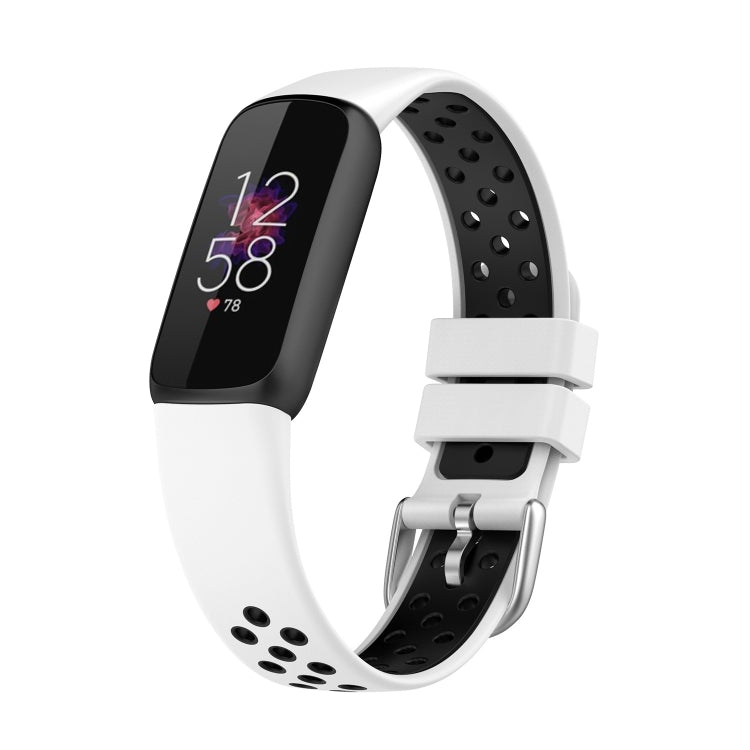 For Fitbit Luxe Two-color Silicone Watch Band(White Black) - Watch Bands by buy2fix | Online Shopping UK | buy2fix