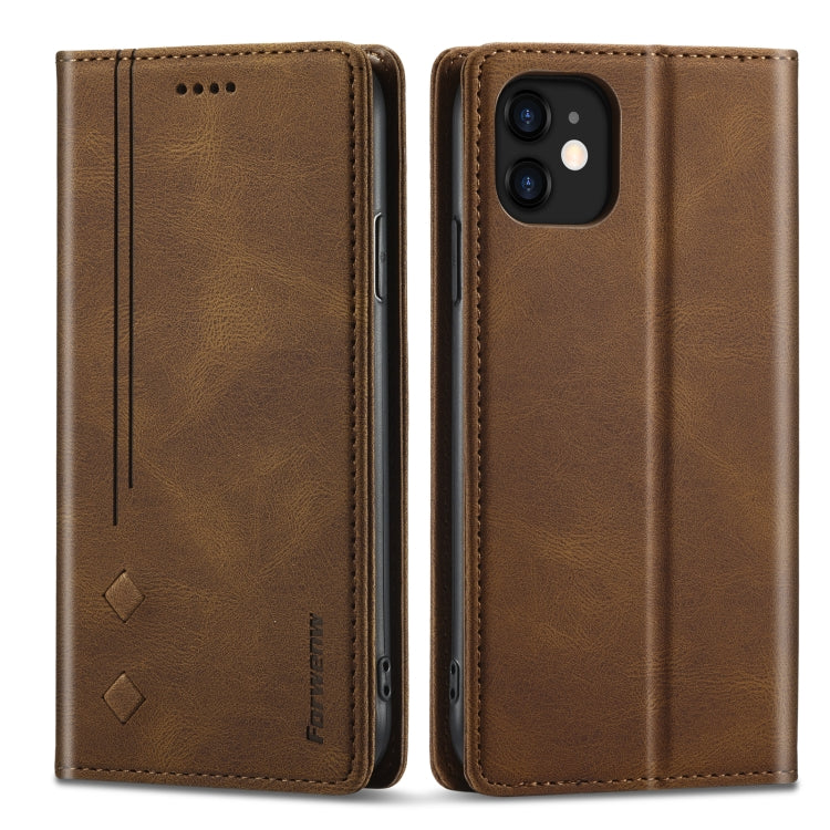 For iPhone 13 Forwenw F2 Series Magnetic Horizontal Flip Leather Case with Holder & Card Slots & Wallet(Brown) - iPhone 13 Cases by Forwenw | Online Shopping UK | buy2fix