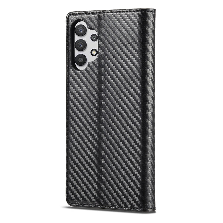 LC.IMEEKE Carbon Fiber PU + TPU Horizontal Flip Leather Case with Holder & Card Slot & Wallet For Samsung Galaxy A32 5G(Horizontal Black) - Galaxy Phone Cases by LC.IMEEKE | Online Shopping UK | buy2fix