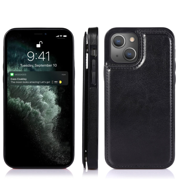 For iPhone 13 Pro Max Double Buckle Shockproof PU Protective Case with Card Slots & Holder (Black) - iPhone 13 Pro Max Cases by buy2fix | Online Shopping UK | buy2fix
