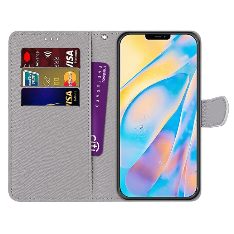 For iPhone 13 Pro Coloured Drawing Cross Texture Horizontal Flip PU Leather Case with Holder & Card Slots & Wallet & Lanyard (Middle Finger White Cat) - iPhone 13 Pro Cases by buy2fix | Online Shopping UK | buy2fix