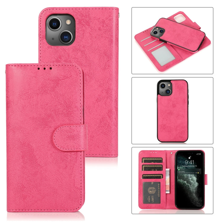 For iPhone 13 Pro Retro 2 in 1 Detachable Horizontal Flip Leather Case with Card Slots & Wallet (Pink) - iPhone 13 Pro Cases by buy2fix | Online Shopping UK | buy2fix