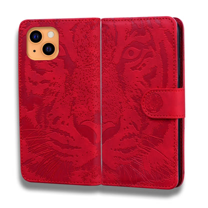 For iPhone 13 Tiger Embossing Pattern Horizontal Flip Leather Case with Holder & Card Slots & Wallet(Red) - iPhone 13 Cases by buy2fix | Online Shopping UK | buy2fix