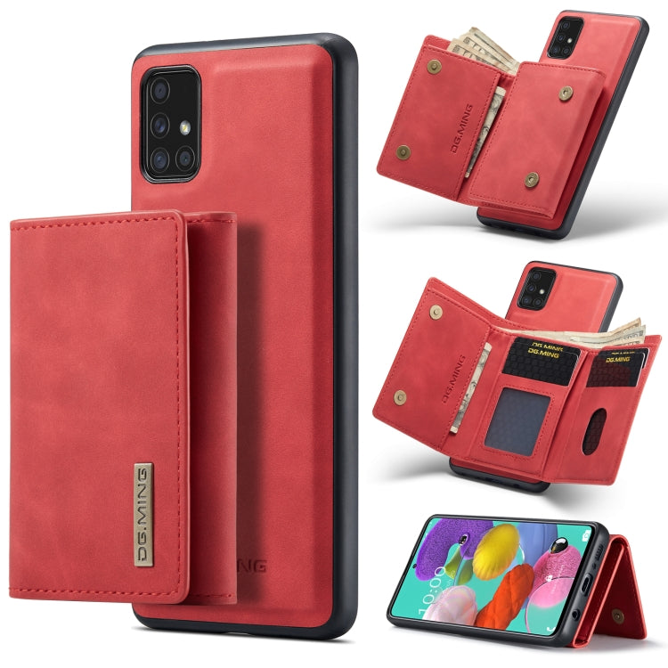 For Samsung Galaxy A51 DG.MING M1 Series 3-Fold Multi Card Wallet  Back Cover Shockproof Case with Holder Function(Red) - Galaxy Phone Cases by DG.MING | Online Shopping UK | buy2fix