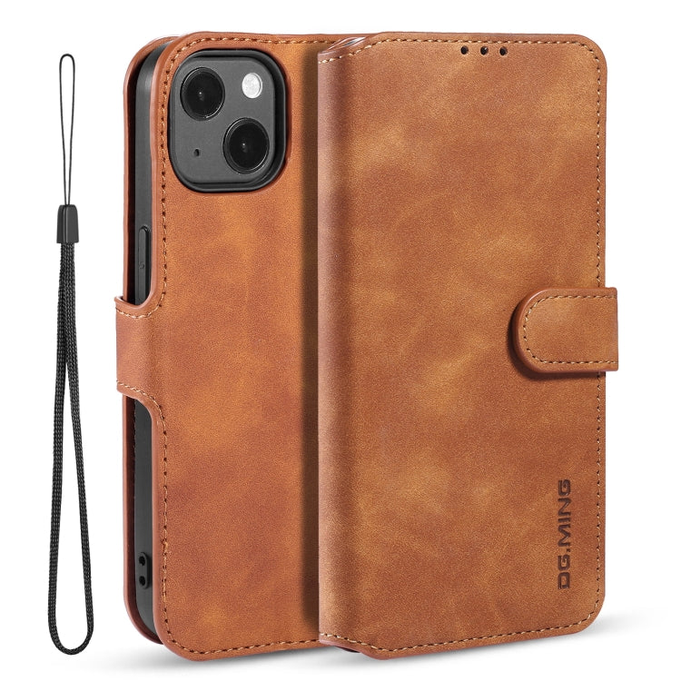 For iPhone 13 mini DG.MING Retro Oil Side Horizontal Flip Leather Case with Holder & Card Slots & Wallet (Brown) - iPhone 13 mini Cases by DG.MING | Online Shopping UK | buy2fix