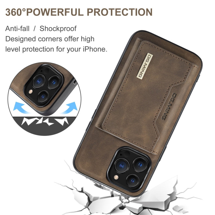 For iPhone 13 Pro DG.MING M2 Series 3-Fold Card Bag Shockproof Case with Wallet & Holder Function (Coffee) - iPhone 13 Pro Cases by DG.MING | Online Shopping UK | buy2fix