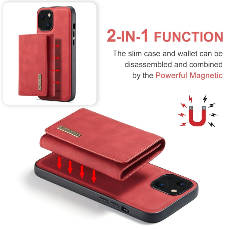 For iPhone 13 mini DG.MING M1 Series 3-Fold Multi Card Wallet Shockproof Case with Holder Function (Red) - iPhone 13 mini Cases by DG.MING | Online Shopping UK | buy2fix