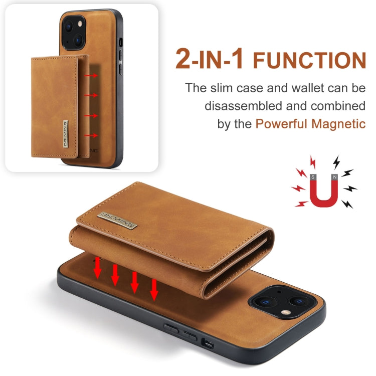 For iPhone 13 DG.MING M1 Series 3-Fold Multi Card Wallet Shockproof Case with Holder Function (Brown) - iPhone 13 Cases by DG.MING | Online Shopping UK | buy2fix