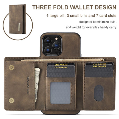 For iPhone 13 Pro DG.MING M1 Series 3-Fold Multi Card Wallet Shockproof Case with Holder Function (Coffee) - iPhone 13 Pro Cases by DG.MING | Online Shopping UK | buy2fix