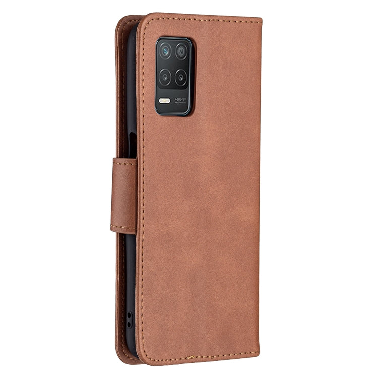 For OPPO Realme 8 5G/Realme V13 5G Retro Lambskin Texture Pure Color Horizontal Flip PU Leather Case with Holder & Card Slots & Wallet & Lanyard(Brown) - Realme Cases by buy2fix | Online Shopping UK | buy2fix