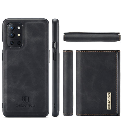 DG.MING M1 Series 3-Fold Multi Card Wallet  Back Cover Shockproof Case with Holder Function For OnePlus 9R(Black) - OnePlus Cases by DG.MING | Online Shopping UK | buy2fix