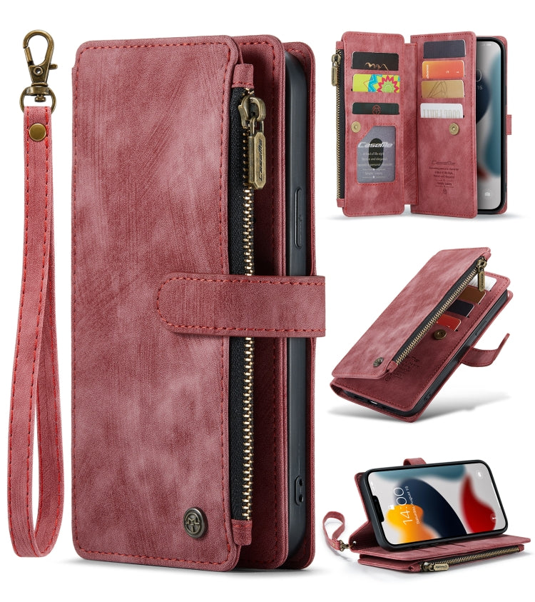 For iPhone 13 Pro CaseMe-C30 PU + TPU Multifunctional Horizontal Flip Leather Case with Holder & Card Slot & Wallet & Zipper Pocket (Red) - iPhone 13 Pro Cases by CaseMe | Online Shopping UK | buy2fix