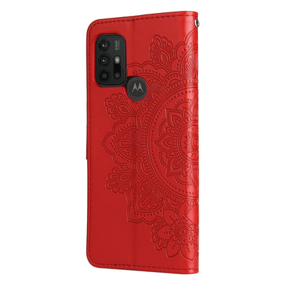 7-petal Flowers Embossing Pattern Horizontal Flip PU Leather Case with Holder & Card Slots & Wallet & Photo Frame For Motorola Moto G30 / G10 / G10 Power / G20(Red) - Motorola Cases by buy2fix | Online Shopping UK | buy2fix