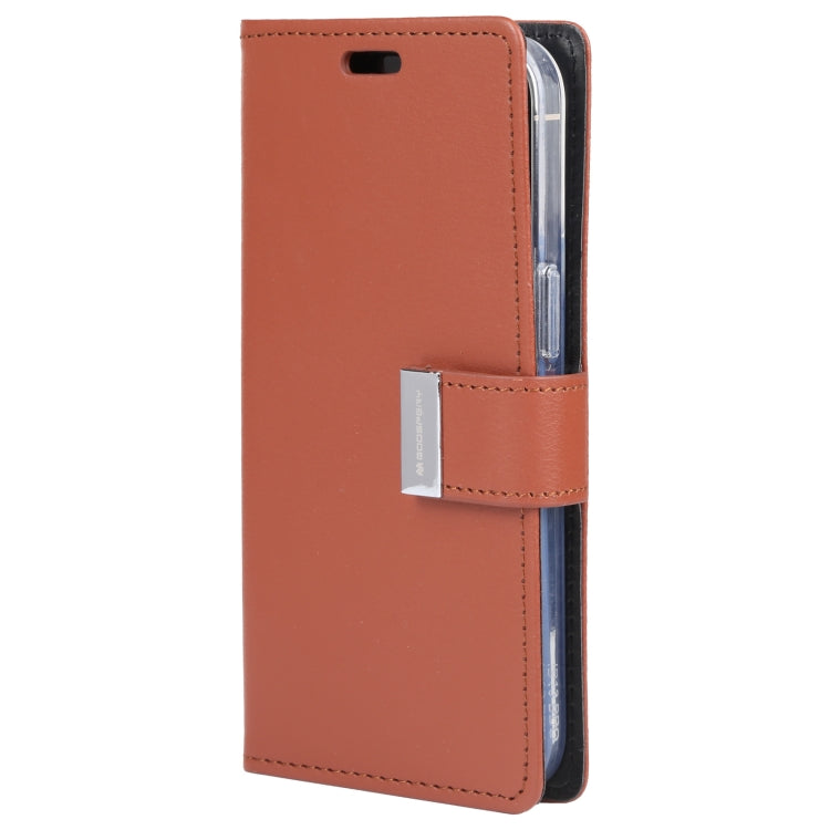 For iPhone 13 GOOSPERY RICH DIARY Crazy Horse Texture Horizontal Flip Leather Case with Holder & Card Slots & Wallet(Brown) - iPhone 13 Cases by GOOSPERY | Online Shopping UK | buy2fix