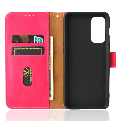 For OnePlus Nord 2 5G Solid Color Skin Feel Magnetic Buckle Horizontal Flip Calf Texture PU Leather Case with Holder & Card Slots & Wallet(Rose Red) - OnePlus Cases by buy2fix | Online Shopping UK | buy2fix