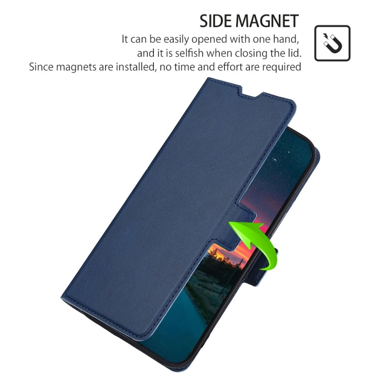 For iPhone 13 Pro Ultra-thin Voltage Side Buckle PU + TPU Horizontal Flip Leather Case with Holder & Card Slot (Blue) - iPhone 13 Pro Cases by buy2fix | Online Shopping UK | buy2fix