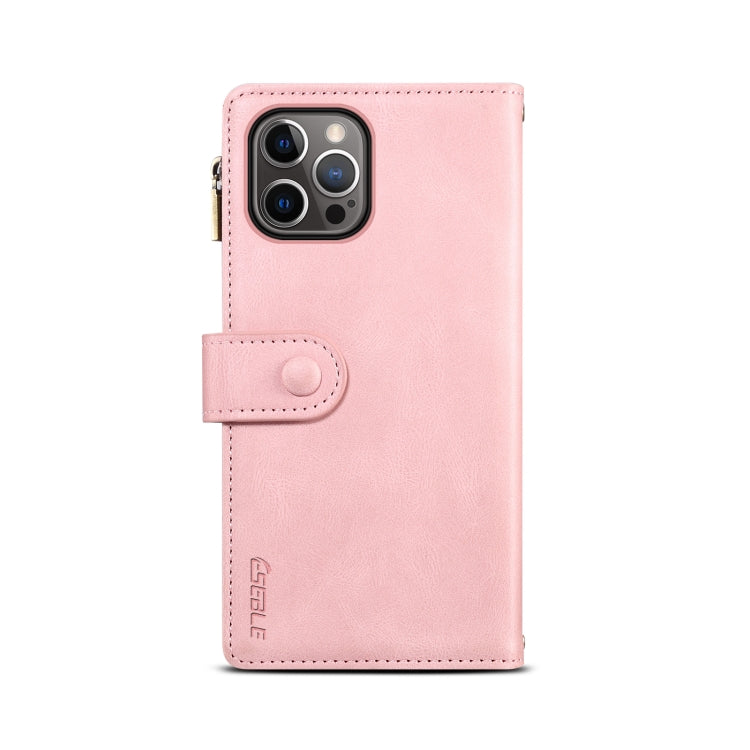 For iPhone 12 Pro Max Retro Frosted Horizontal Flip Leather Case with Holder & Card Slot & Wallet & Zipper Pocket & Lanyard(Rose Gold) - iPhone 12 Pro Max Cases by buy2fix | Online Shopping UK | buy2fix