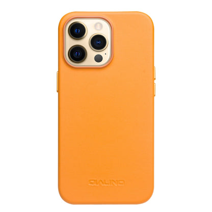 For iPhone 13 Pro QIALINO Nappa Cowhide MagSafe Magnetic Protective Case (Orange) - iPhone 13 Pro Cases by QIALINO | Online Shopping UK | buy2fix