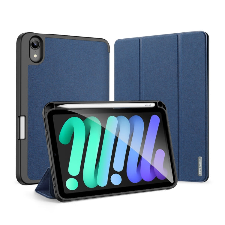 For iPad mini 7 / mini 6 DUX DUCIS Domo Series Horizontal Flip Magnetic TPU + PU Leather Tablet Case with Three-folding Holder & Pen Slot(Blue) - iPad mini 6 Cases by DUX DUCIS | Online Shopping UK | buy2fix