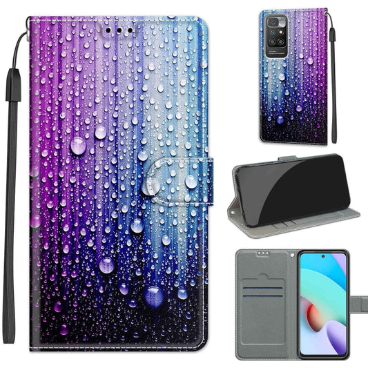 Voltage Coloured Drawing Magnetic Clasp Horizontal Flip PU Leather Case with Holder & Card Slots For Xiaomi Redmi 10(C05 Purple Blue Water Drops) - Xiaomi Cases by buy2fix | Online Shopping UK | buy2fix