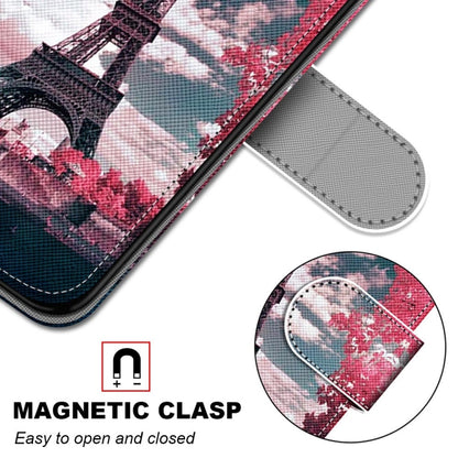 For ZTE Blade A51 Coloured Drawing Cross Texture Horizontal Flip PU Leather Case with Holder & Card Slots & Wallet & Lanyard(Pink Flower Tower Bridge) - ZTE Cases by buy2fix | Online Shopping UK | buy2fix