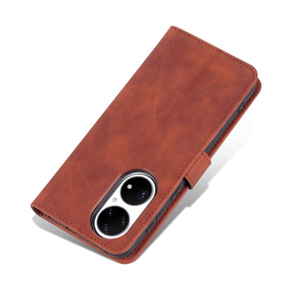 For Huawei P50 Pro AZNS Skin Feel Calf Texture Horizontal Flip Leather Case with Card Slots & Holder & Wallet(Brown) - Huawei Cases by AZNS | Online Shopping UK | buy2fix